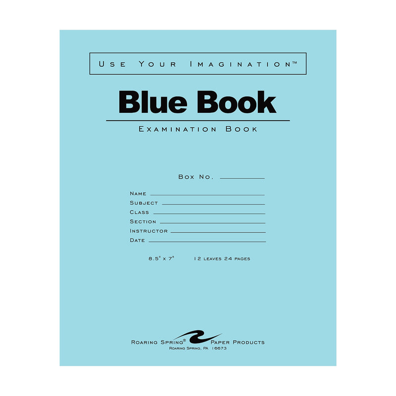 Roaring Spring Paper Products Exam 1-Subject Exam Notebook, 7" x 8.5", Wide Ruled, 12 Sheets, Blue (77513)