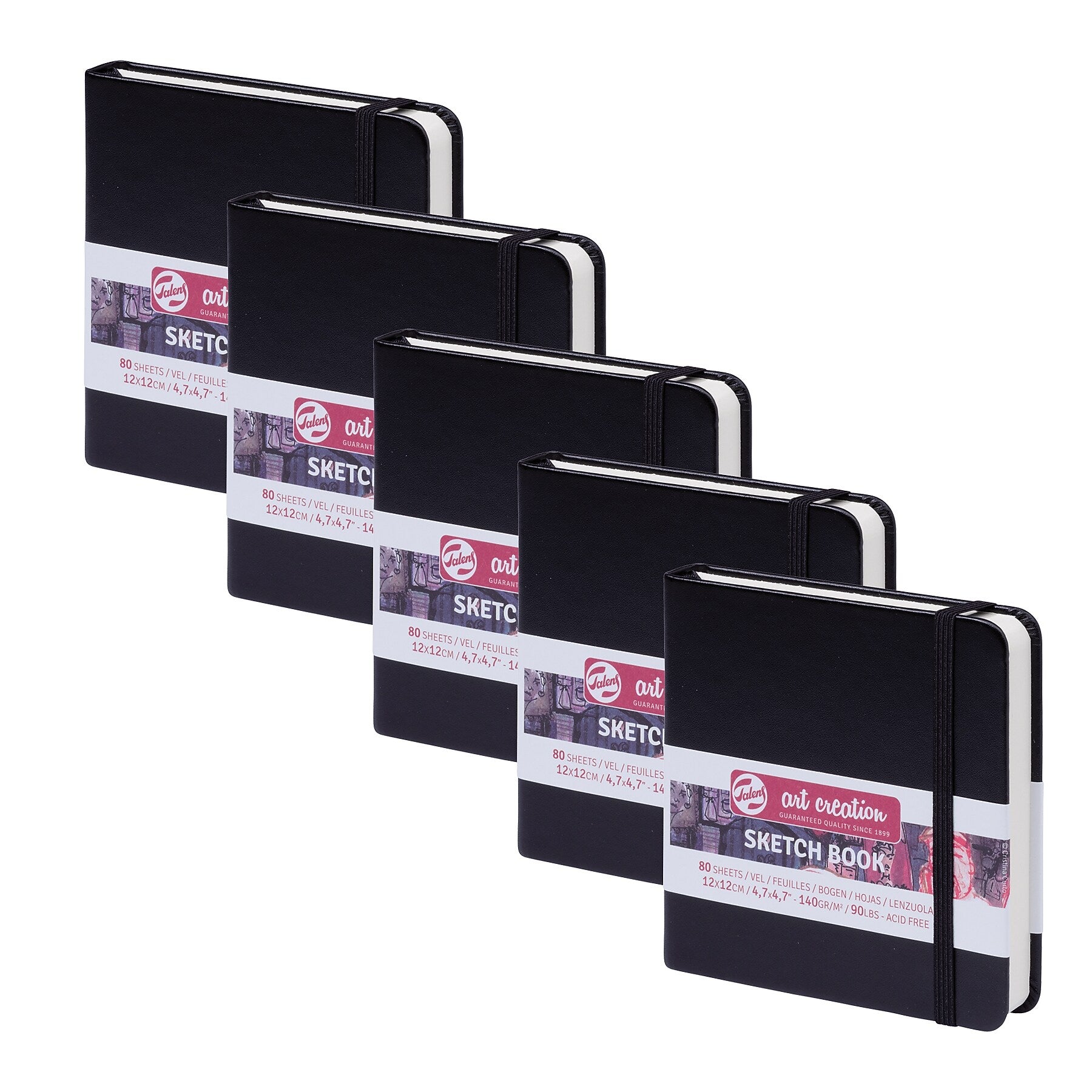 Talens Art Creation 4.7" x 4.7" Sketch Book, 80 Sheets/Book, 5/Bundle (TLN9314004M-5)