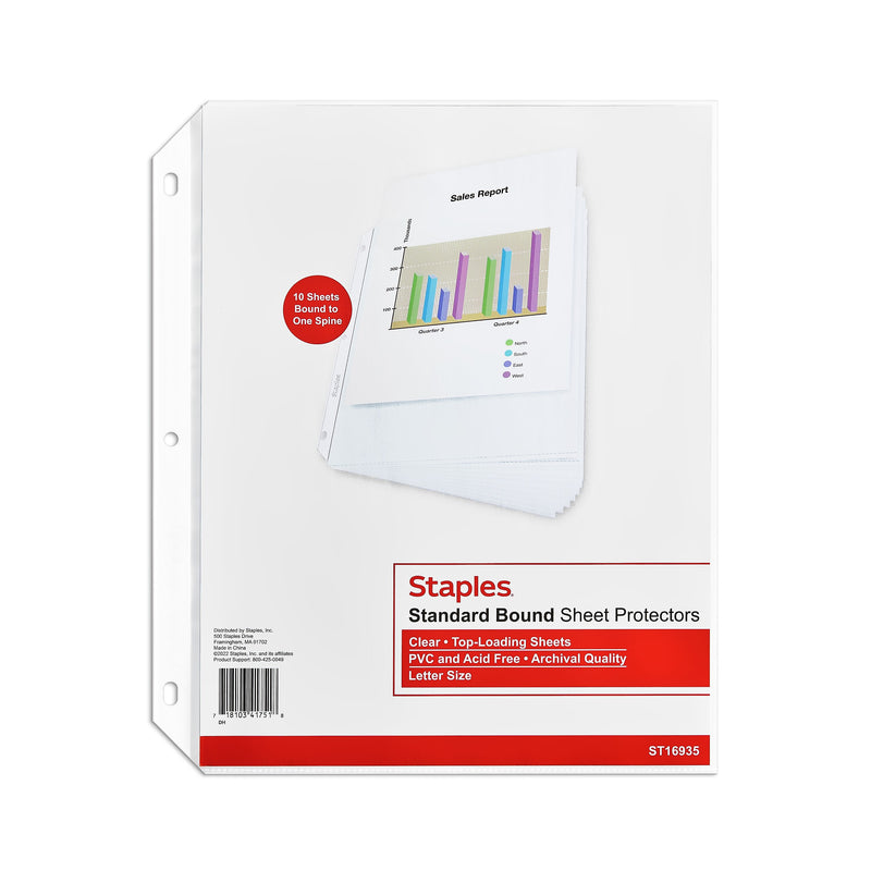 Staples Standard Weight Sheet Protector, 8.5" x 11", Clear (16935)