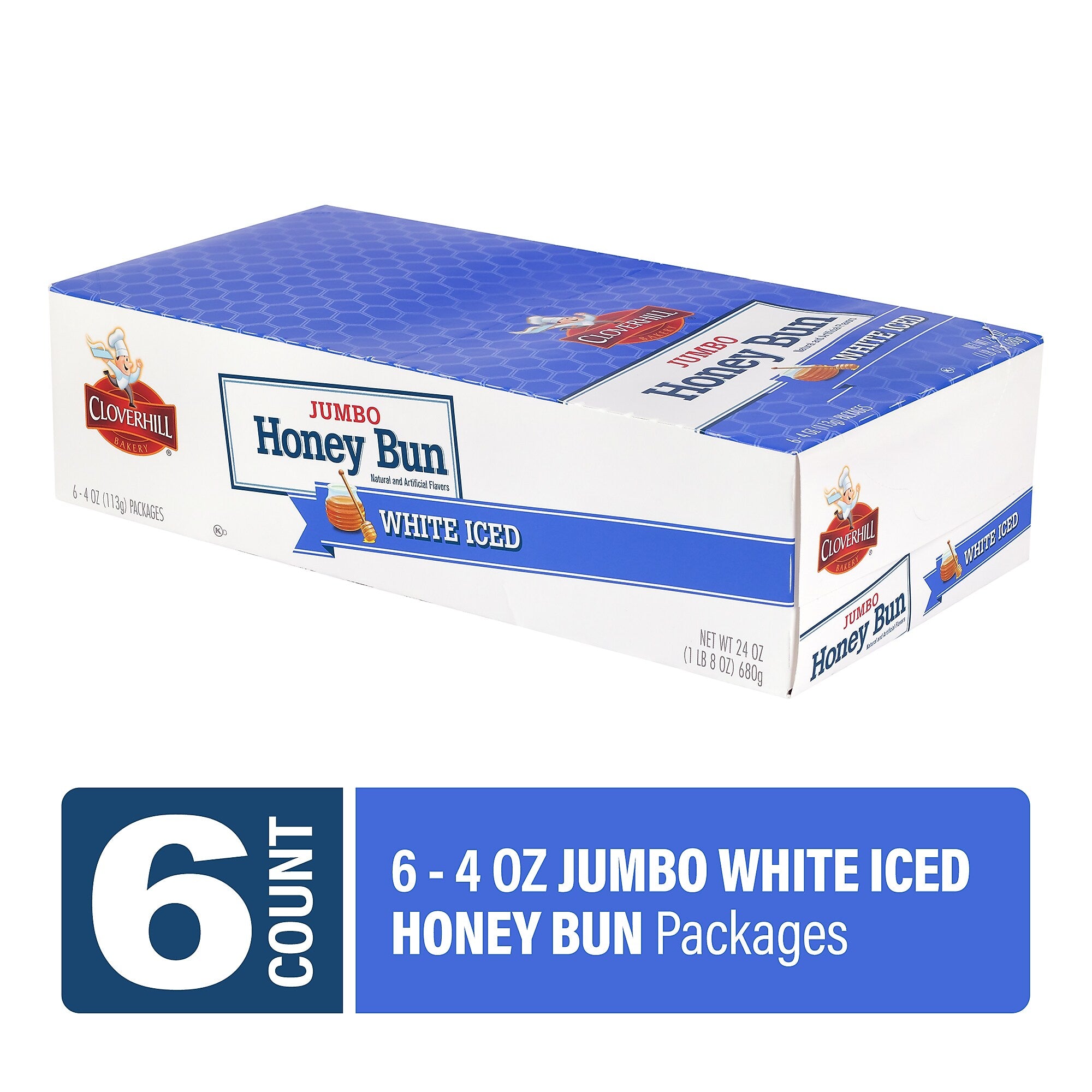 Hostess Cloverhill Jumbo Iced Honeybun, 4 oz, 36/Pack (220-02472)