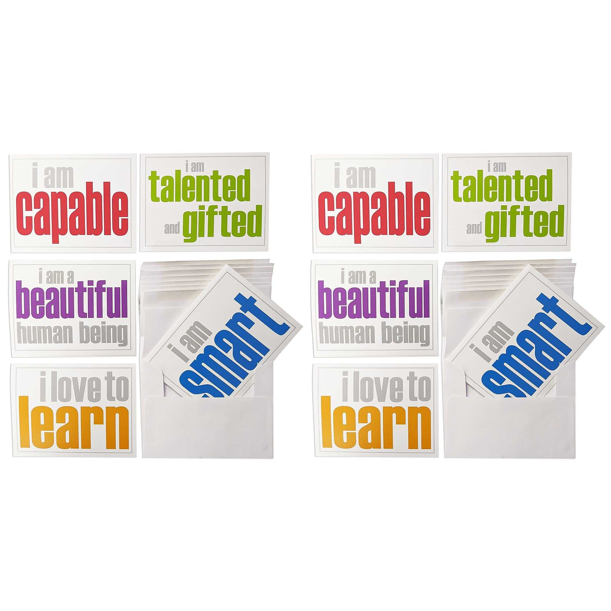 Inspired Minds Self-Esteem Booster Uncoated Blank Cards, Multicolored, 10 Cards/Pack, 2/Bundle (ISM52351NC-2)