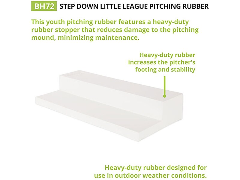 Champion Sports Youth Step-Down Baseball Pitching Rubber, White (BH72)