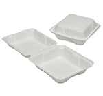 AbilityOne SKILCRAFT Hinged Lid Square Food Container, Microwave Safe, White, 200/Pack, (NSN6646908)