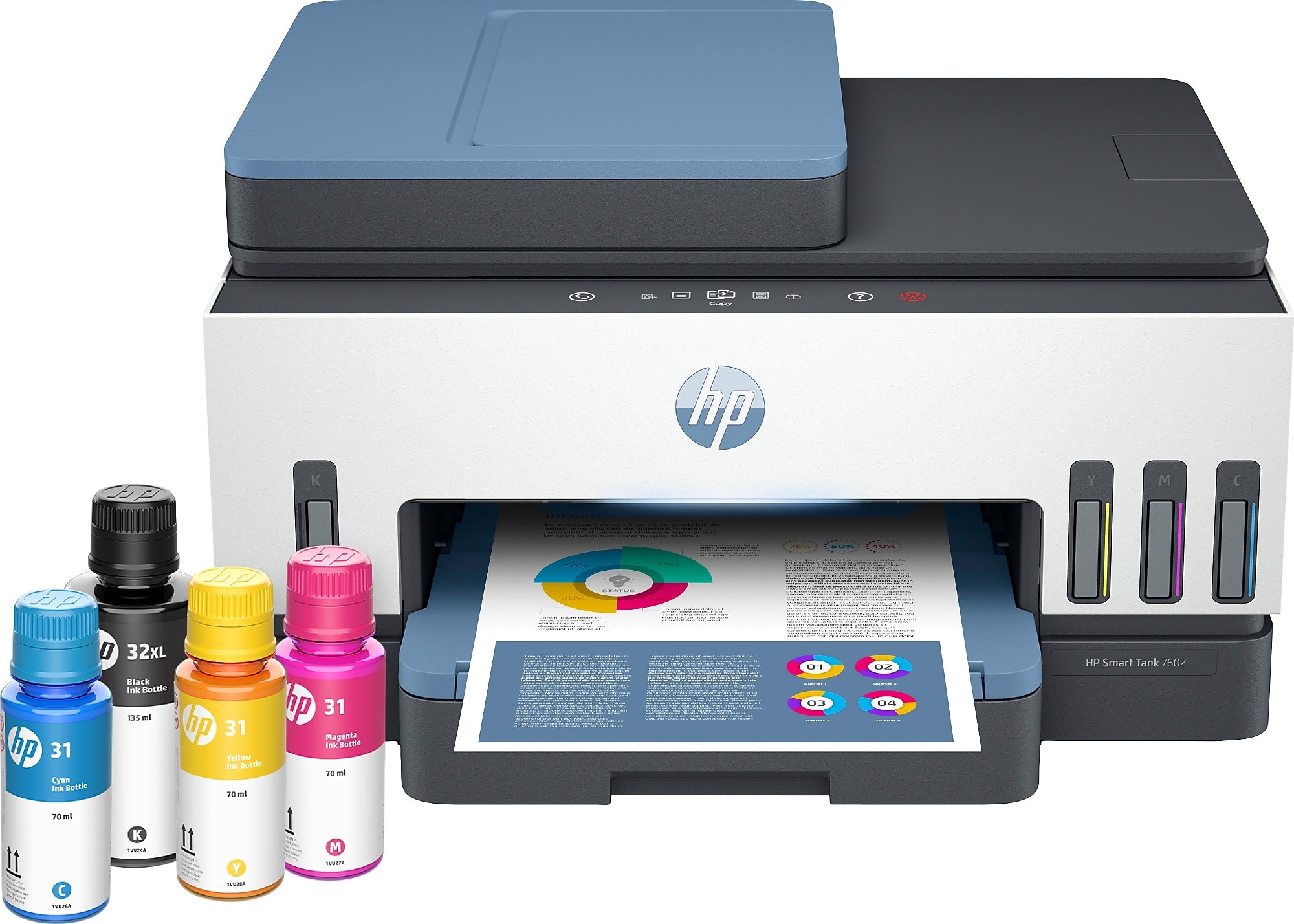 HP Smart Tank 7602 Wireless Color All-in-One Ink Tank, Best for Home Office, 2 Years of Ink (28B98A)