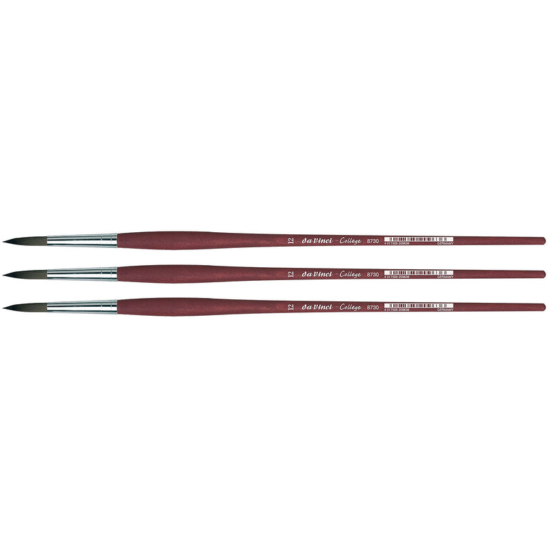 da Vinci COLLEGE Oil and Acrylic Synthetic Student Round Brush, 3 Brushes/Pack (DVXVA873012-3)