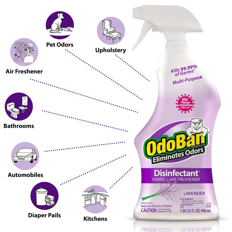 OdoBan Air Freshener & Deodorizer Spray, Lavender Scent, 32 oz. (910101-Q6)