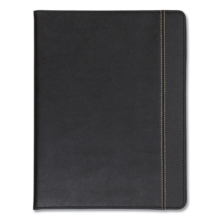 Slimline Padfolio, Leather-Look/faux Reptile Trim, Writing Pad, Black