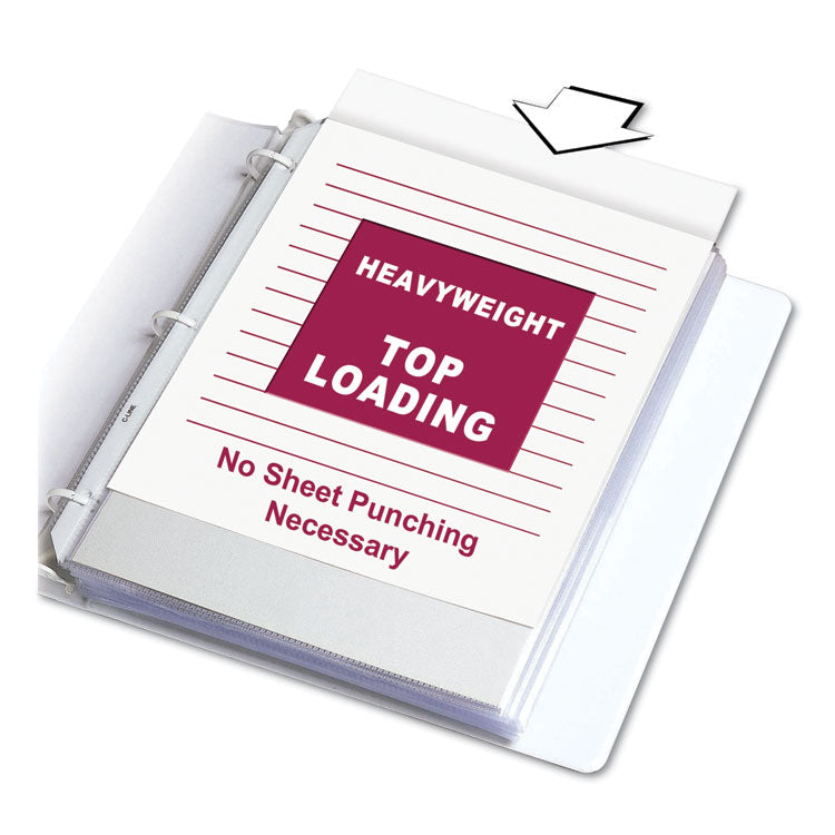 Polypropylene Sheet Protectors, Heavy-Duty, Side: 3-Hole Punched, Top Load 8.5 x 11 Insert, Clear Front, 100/Box