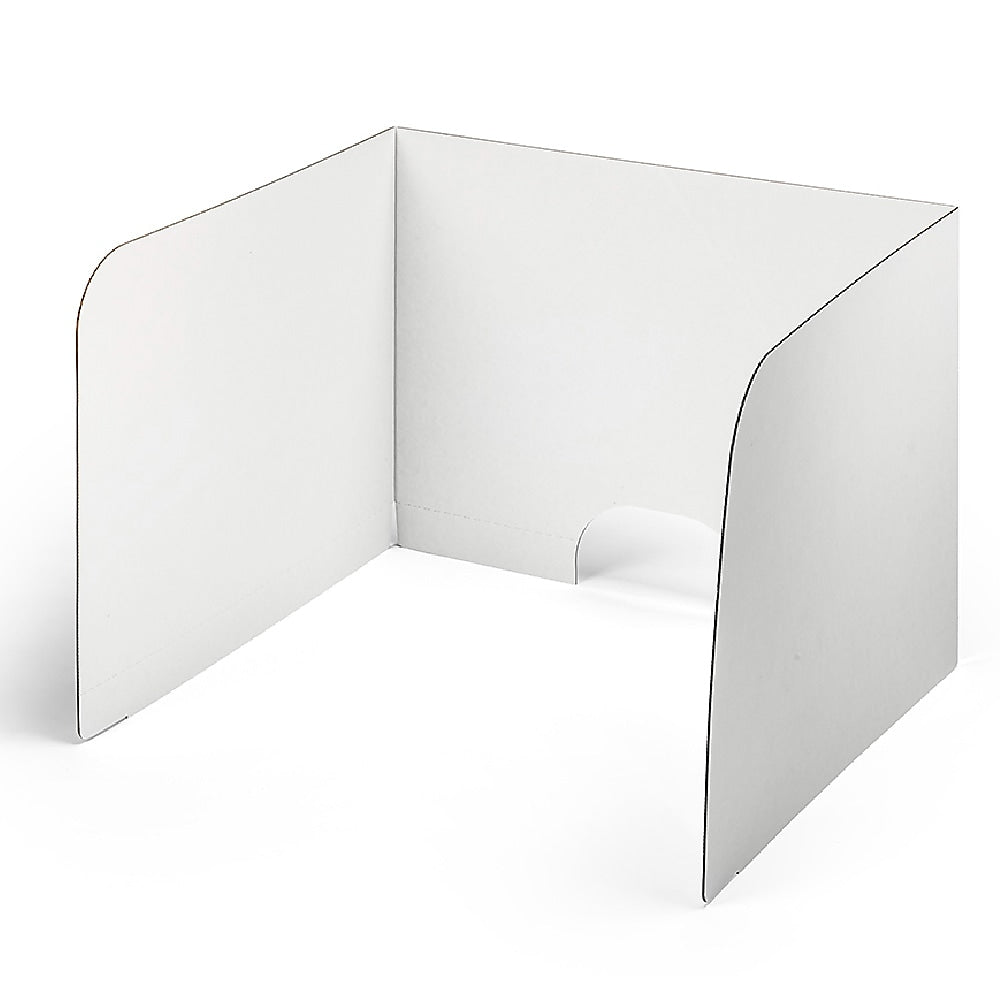 Classroom Products Foldable Cardboard Freestanding Privacy Shield, 19"H x 26"W, White, 20/Box (VB1920 WH)