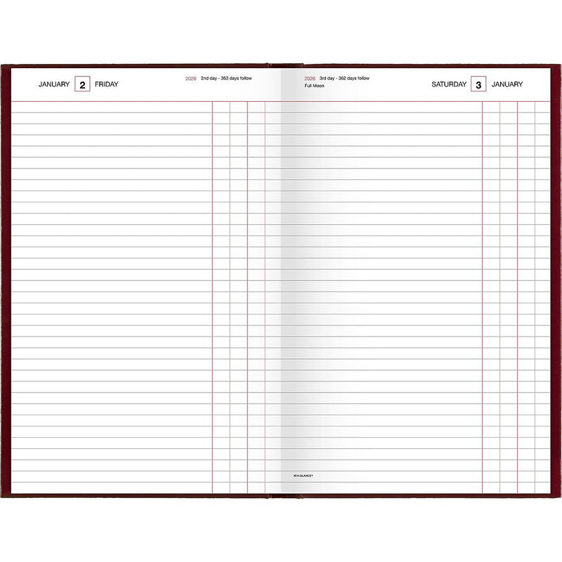 AT-A-GLANCE 2026 Hardcover Diary, 7.75" x 12", Ruled, Red (SD377-13-26)