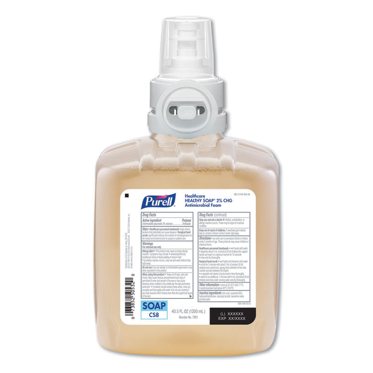 Healthy Soap 2.0% CHG Antimicrobial Foam Refill for CS8 Dispensers, Fragrance-Free, 1,200 mL, 2/Carton