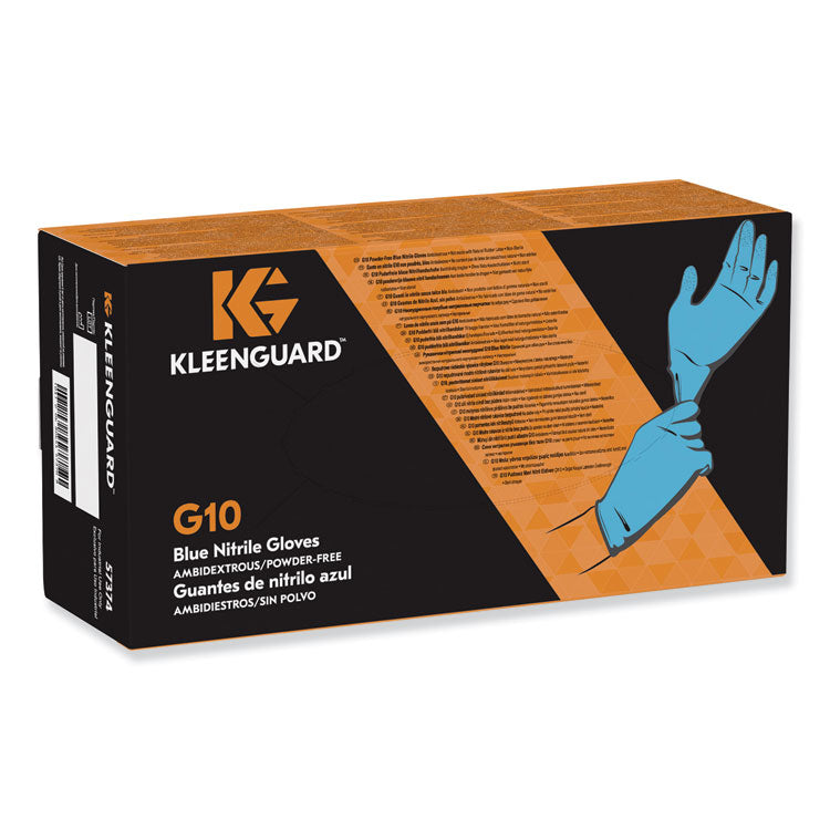 G10 Blue Nitrile Gloves, Powder-Free, Large, 6 mil Thick, 9.5" Long, Blue, 100/Box, 10 Boxes/Carton