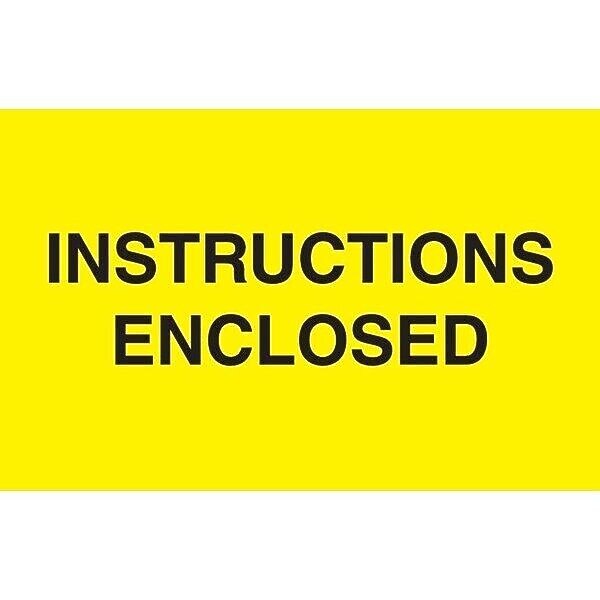 Decker Tape "Instructions Enclosed" Label, 3" x 5", 500/Roll (DL2447)