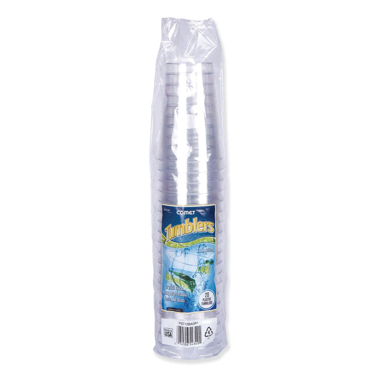 Comet Plastic Tumblers, Tall, 12 oz, Clear, 500/Carton