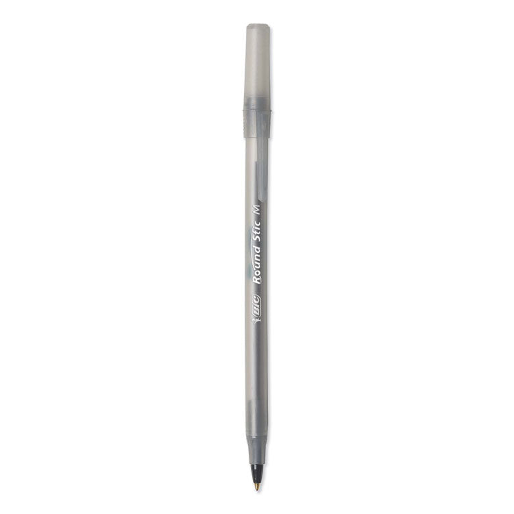 Round Stic Xtra Life Ballpoint Pen Xtra Value Pack, Stick, Medium 1 mm, Black Ink, Translucent Frost Barrel, 240/Carton