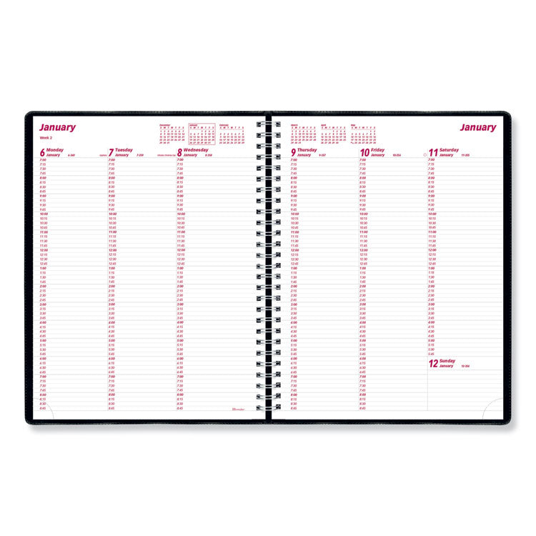 Essential Collection Weekly Appointment Book in Columnar Format, 11 x 8.5, Black Cover, 12-Month (Jan to Dec): 2025