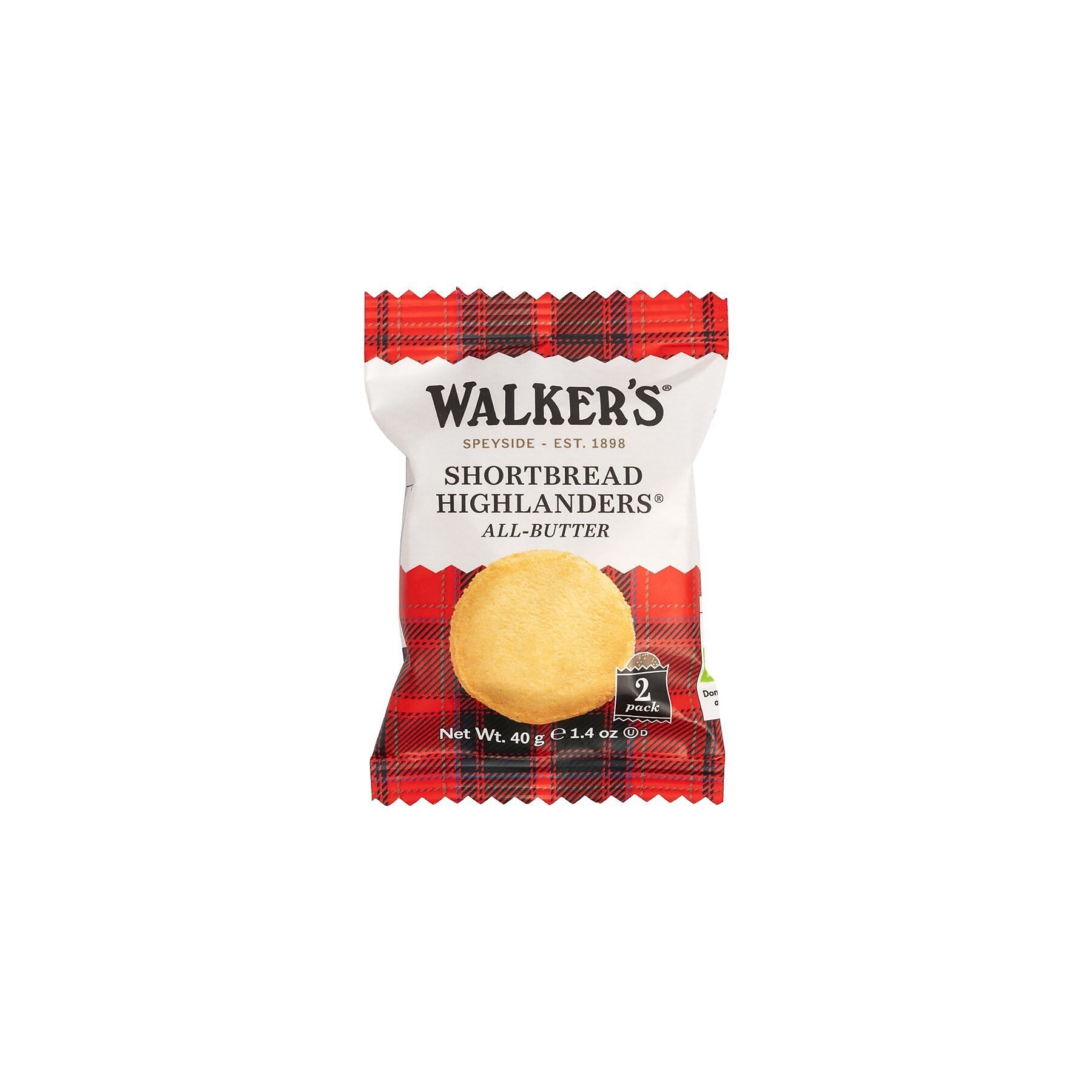 Walker's Shortbread Highlanders All-Butter Shortbread Cookies, 1.4 oz, 18/Pack (WKR01176)