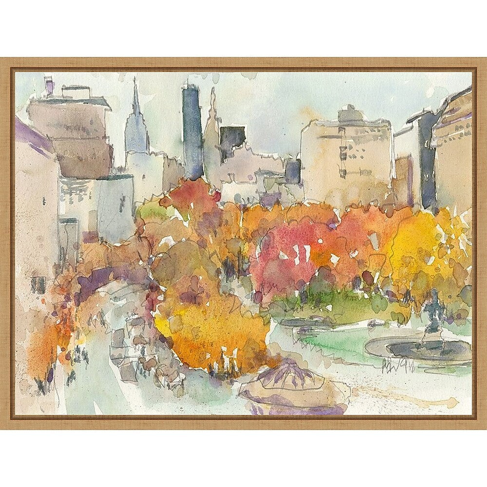 Amanti Art Autumn in New York - Study III by Samuel Dixon Framed Canvas Wall Art Print, 24" x 18" (A42675322611)