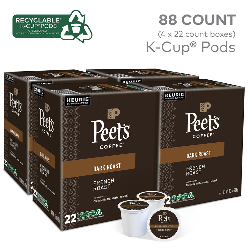 Peet's Coffee, Keurig K-Cup Pod, French Roast, 22/Box, 4 Boxes/Carton (6545XXCT)