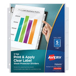 Print And Apply Index Maker Clear Label Sheet Protector Dividers With White Tabs, 5-Tab, 11 X 8.5, White, 1 Set