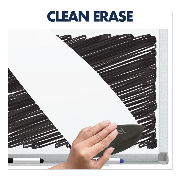 Porcelain Magnetic Whiteboard, 72" x 48", White Surface, Satin Aluminum Frame