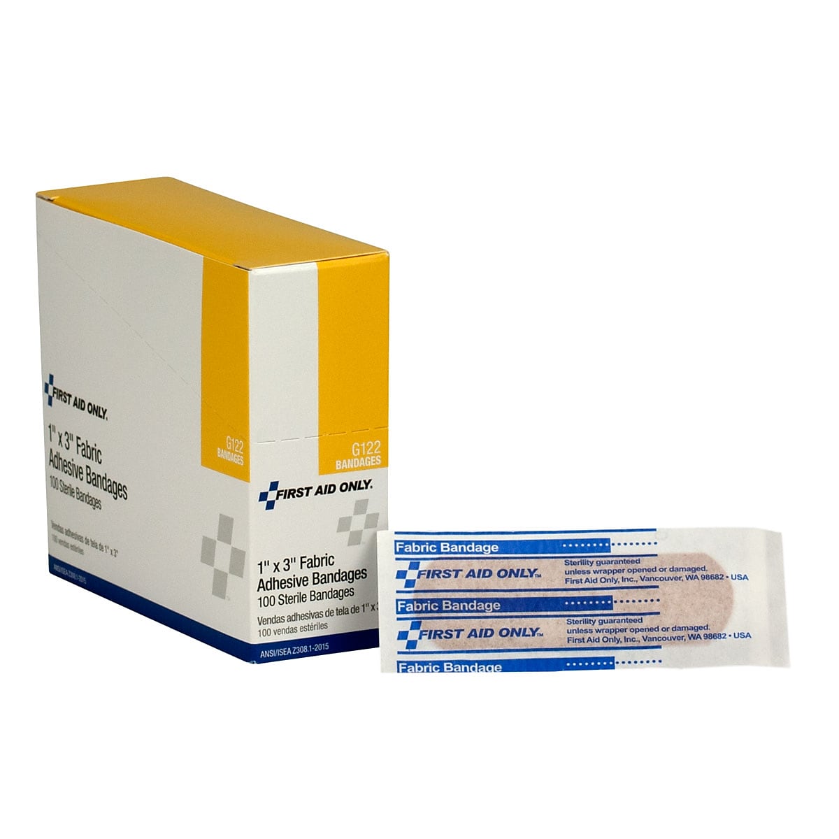 First Aid Only 1" x 3" Fabric Adhesive Bandages, 100/Box (FAOG122)