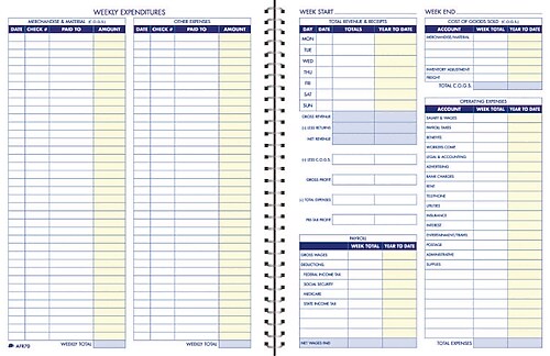 TOPS Bookkeeping Record, 8 Columns, 8.5" x 11", Blue, 64 Sheets/Book (AFR70)