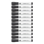Chisel Tip Low-Odor Dry-Erase Markers With Erasers, Broad Chisel Tip, Black, Dozen