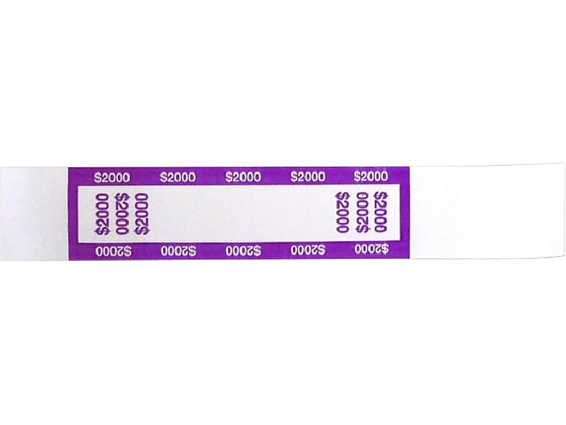 CONTROLTEK $2000 Currency Strap, Violet/White, 1000/Box (560021)