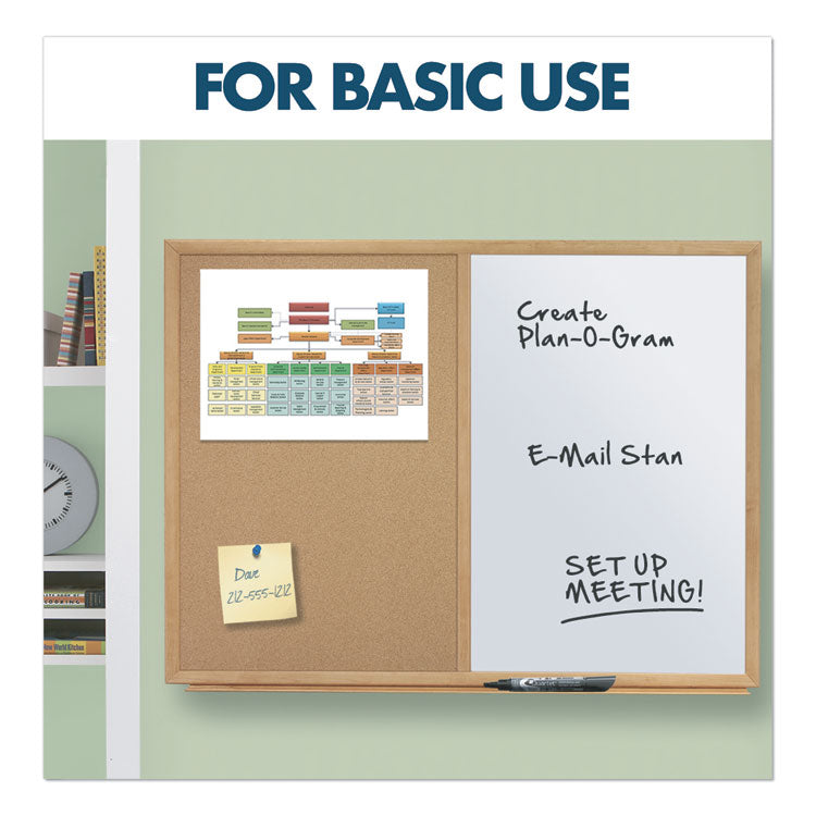 Combination Board, 36" x 24", Brown/White Surface, Oak Finished Fiberboard (MDF) Frame