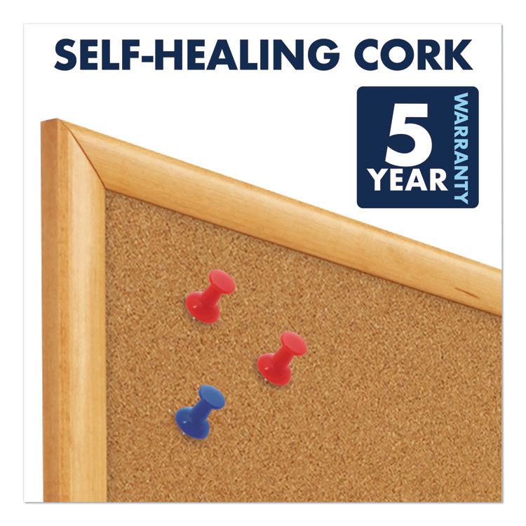 Classic Series Cork Bulletin Board, 36" x 24", Tan Surface, Oak Finished Fiberboard (MDF) Frame