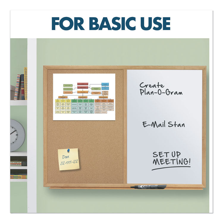 Combination Board, 48" x 36", Brown/White Surface, Oak Finished Fiberboard (MDF) Frame