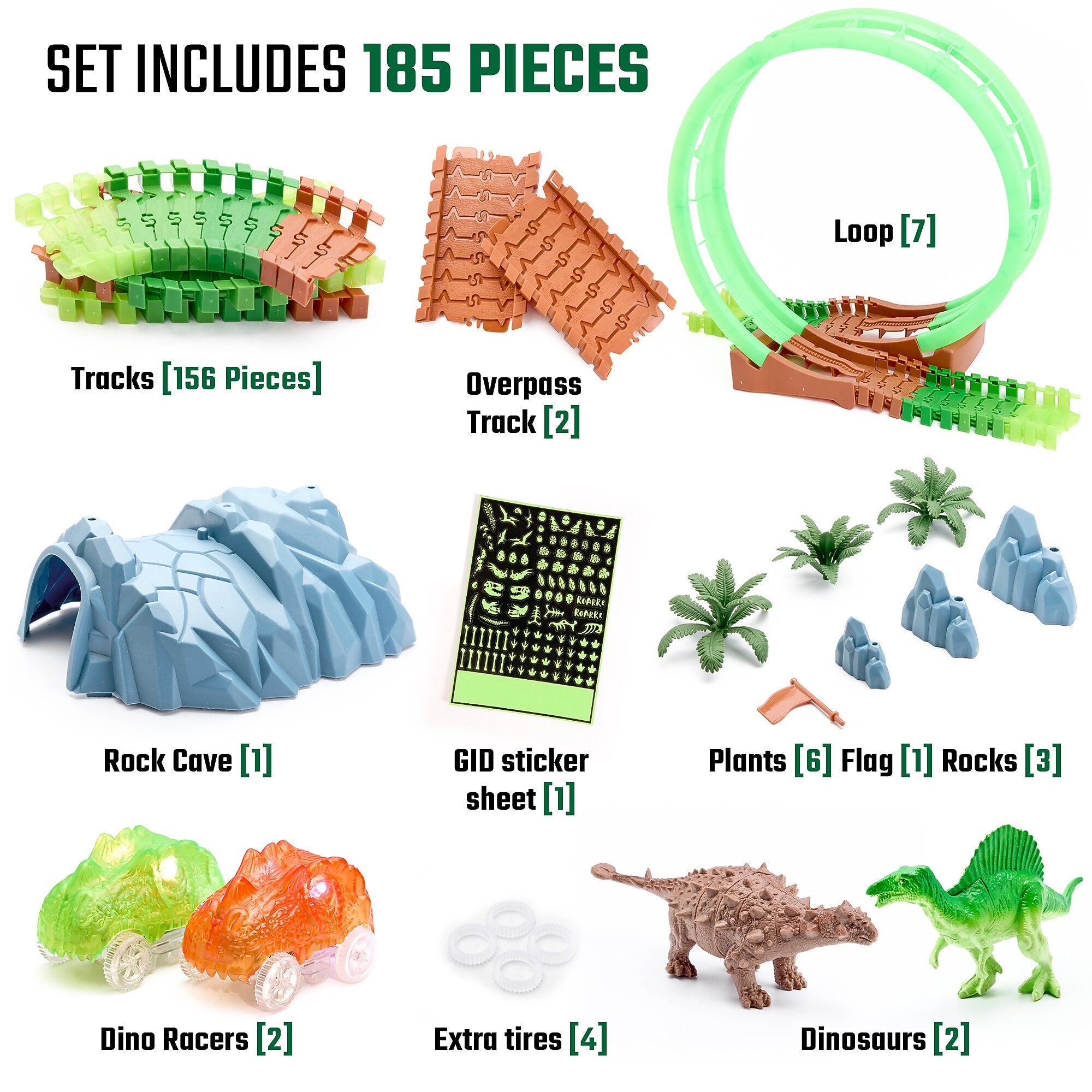 JitteryGit Dino Forest Race Track Site Toy Set, Multicolored (000635983088648)