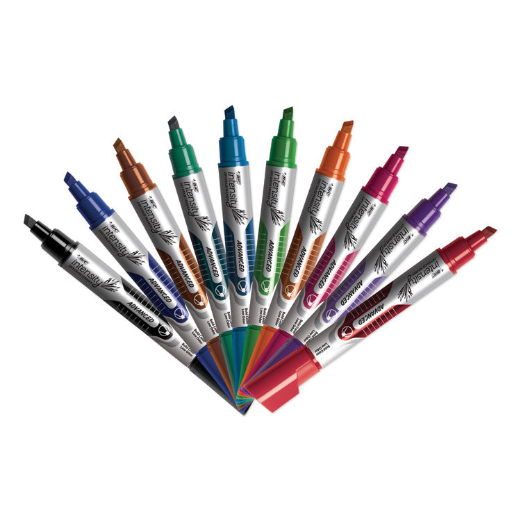 Intensity Advanced Dry Erase Marker, Tank-Style, Broad Chisel Tip, Assorted Colors, 24/pack