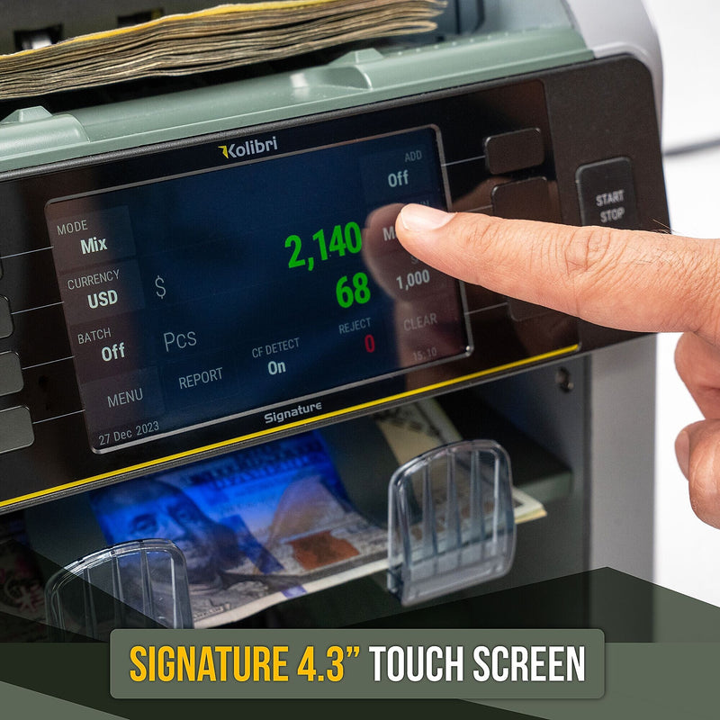 Kolibri Signature V2 Bill Counter, 2 Compartments, Light Gray (SIGNATURE V2)