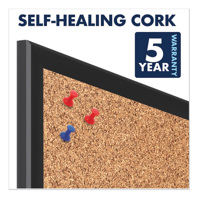Classic Series Cork Bulletin Board, 36" x 24", Tan Surface, Black Aluminum Frame