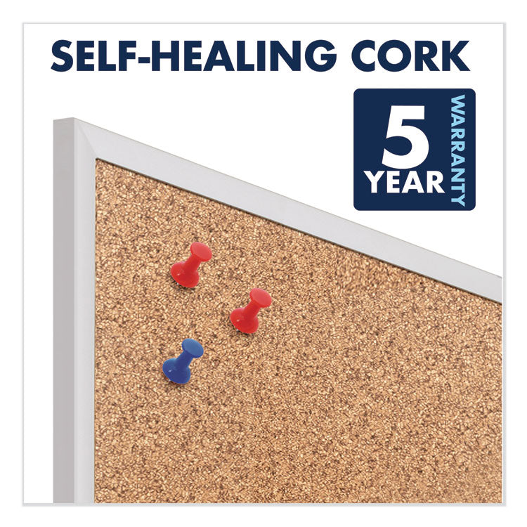 Classic Series Cork Bulletin Board, 60" x 36", Tan Surface, Anodized Aluminum Frame