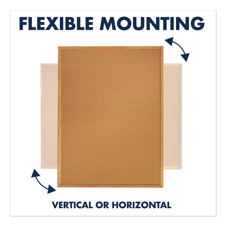 Classic Series Cork Bulletin Board, 36" x 24", Tan Surface, Oak Finished Fiberboard (MDF) Frame