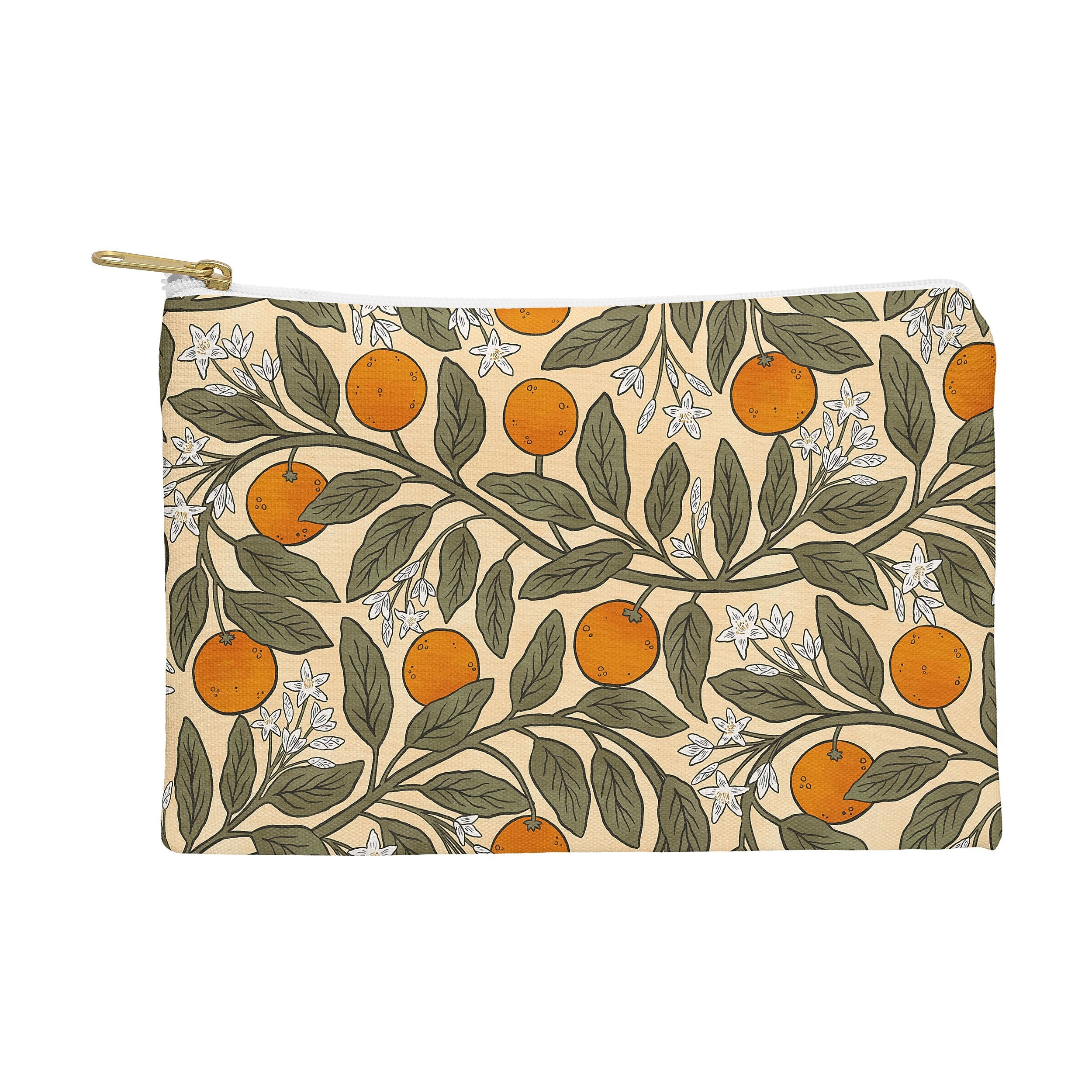 DENY Designs Art Nouveau Oranges 12" Polyester Travel Pouch, Water Resistant, Multicolored (89245-WPOFMD)