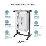 AdirOffice Expandable Blueprint Mobile Plan Center Large File Storage Hanging Rack, Black (615-BLK-KIT1)