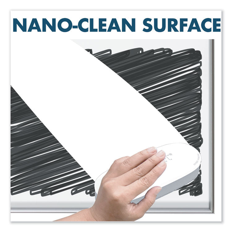 Fusion Nano-Clean Magnetic Whiteboard, 48" x 36", White Surface, Satin Aluminum Frame