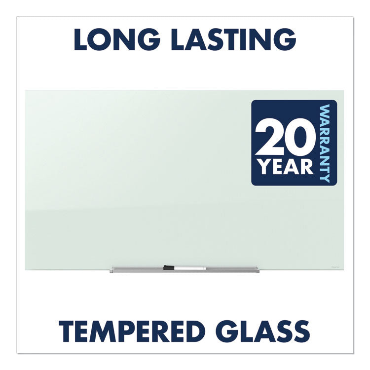 InvisaMount Magnetic Glass Marker Board, 74" x 42", White Surface