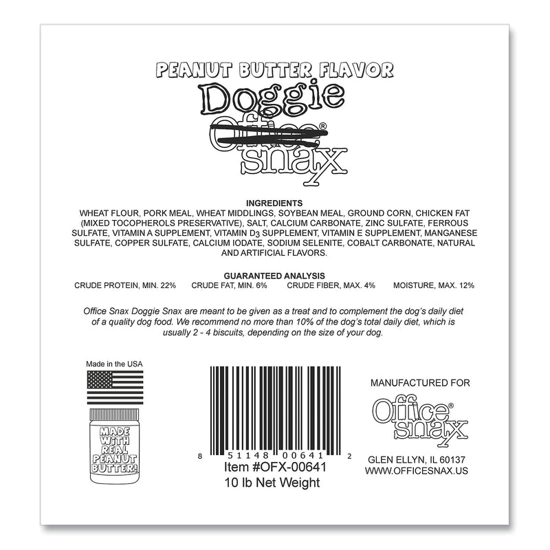 Office Snax Doggie Biscuits, Peanut Butter, 10 lb Box