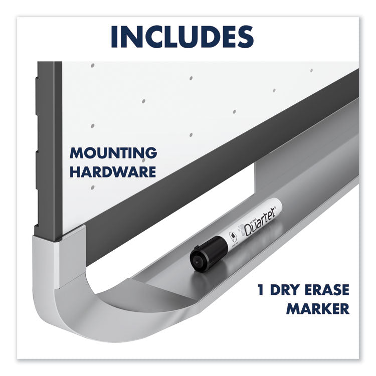 Prestige 2 Magnetic Total Erase Whiteboard, 96" x 48", White Surface, Graphite Gray Fiberboard/Plastic Frame