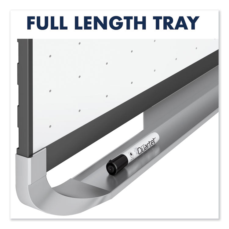Prestige 2 Magnetic Total Erase Whiteboard, 96" x 48", White Surface, Graphite Gray Fiberboard/Plastic Frame