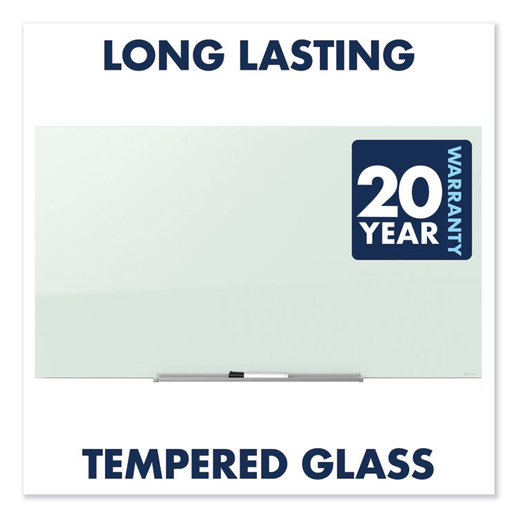 InvisaMount Magnetic Glass Marker Board, 50" x 28", White Surface