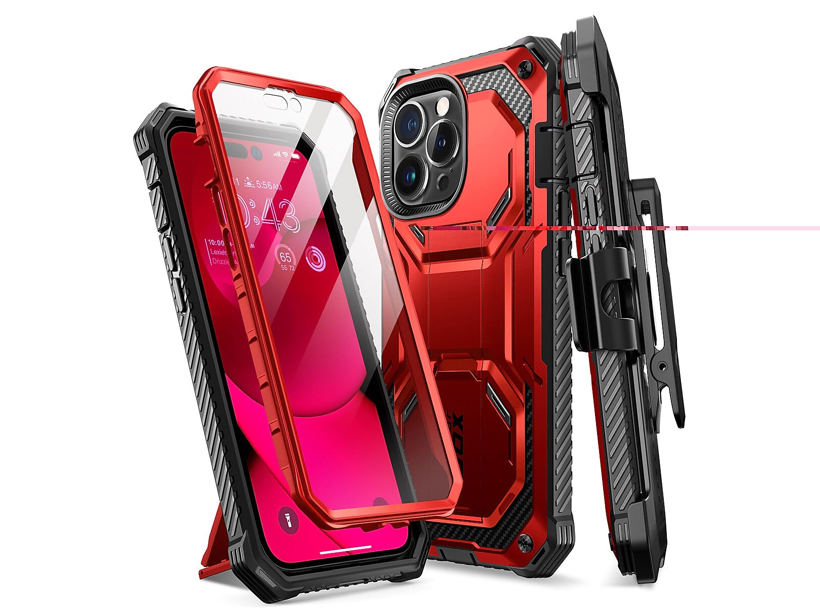 i-Blason ArmorBox Metallic Red Rugged Case for iPhone 14 Pro (iPhone2022Pro-6.1-Armorbox-SP-Ruddy)