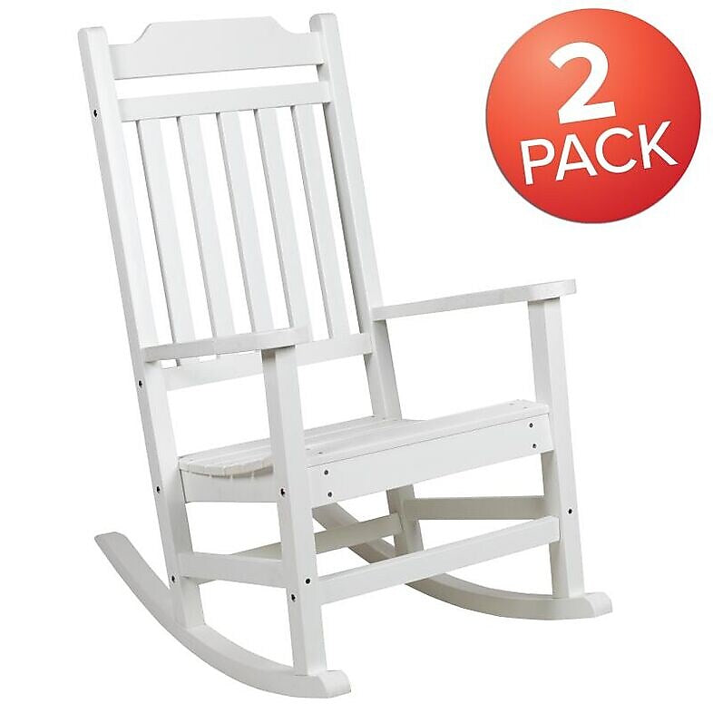 Flash Furniture Winston All-Weather Rocking Chair, White Faux Wood, 2/Pack (2JJC14703WH)