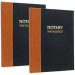Global Printed Products Notary Public Record Book, 8.5" x 11", Black/Tan, 2/Pack (GPP-0094-A)