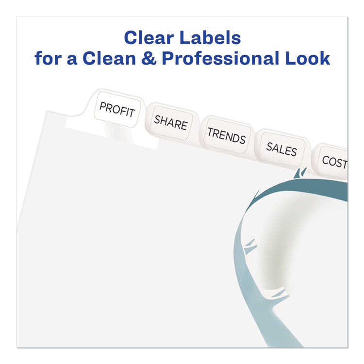 Print and Apply Index Maker Clear Label Dividers, 12-Tab, White Tabs, 11 x 8.5, White, 5 Sets